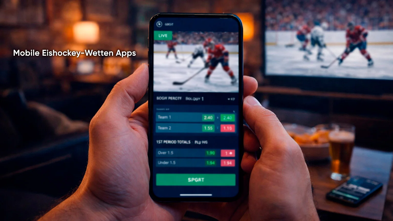 Mobile Eishockey Wetten Apps Smartphone unterwegs